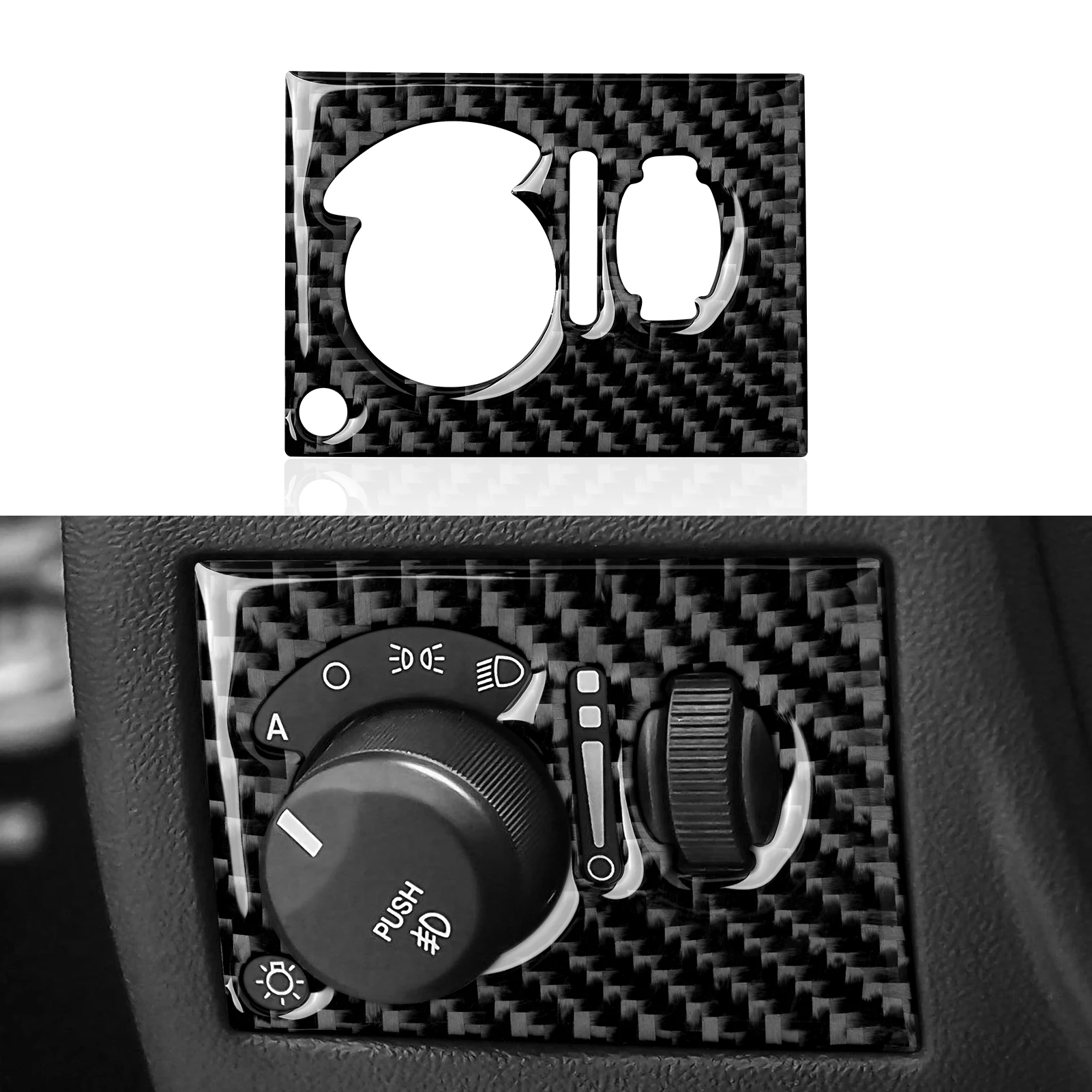 

Carbon Fiber Car Headlight Switch Panel Trim Decal Sticker For Dodge Challenger 2008-2014 Interior Accessories