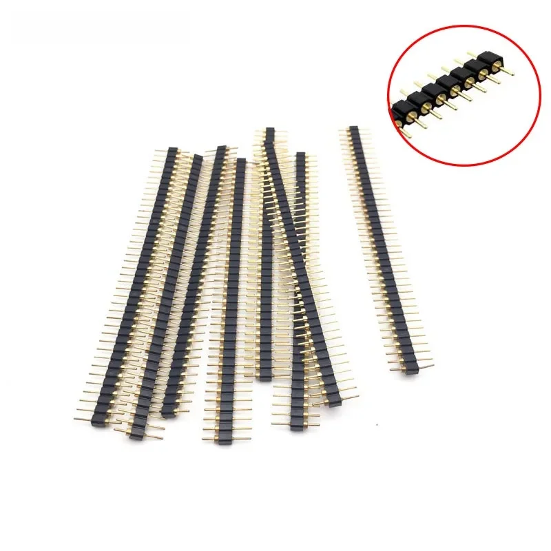 5 sztuk 40-pinowe złącze nagłówkowe okrągła igła 1x40 złoty pin jednorzędowy męski 2,54mm łamliwy pasek złącza pinowego — zdjęcie 2