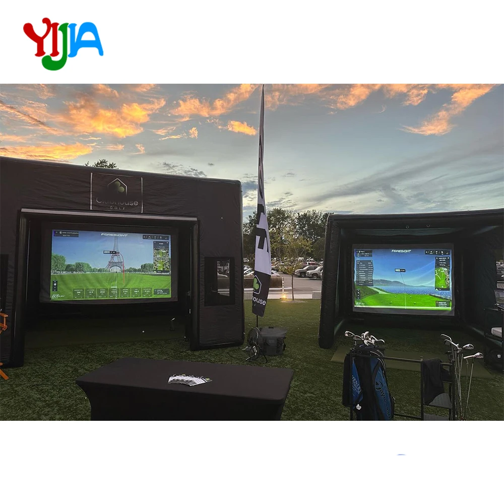 

Stock Golf Simulation Inflatable Indoor Outdoor Golf Simulator Hitting Screen Enclosure For Hotels, Country Clubs All Skill