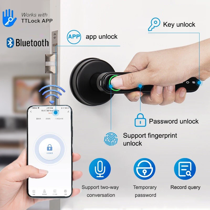 

TTLock APP Smart WiFi Remote Control Fingerprint Lock Security Electronic Biometrics Password Code Door Lock With Mechanical Key