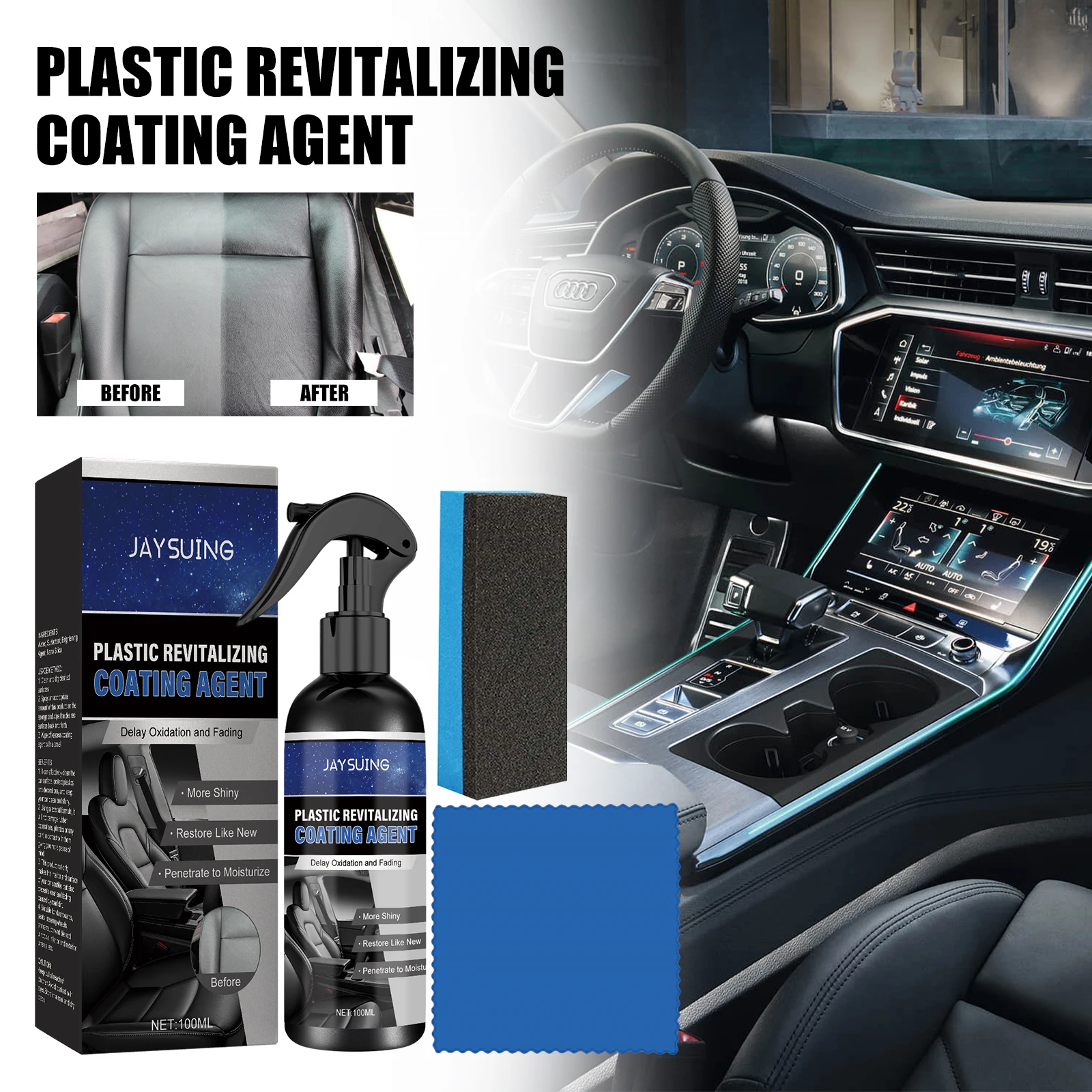 

Jaysuing Automotive Interior Plastic Parts Scratch Coating Agent Maintenance Wax Leather Instrument Panel Retreading Agent