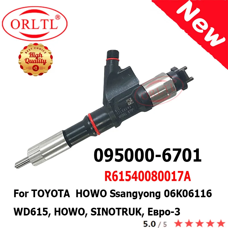 NEW 095000-6701 Diesel Injector Nozzle R61540080017A 095000-6700 For DENSO 6700 6701 HOWO SinoTruck Ssangyong