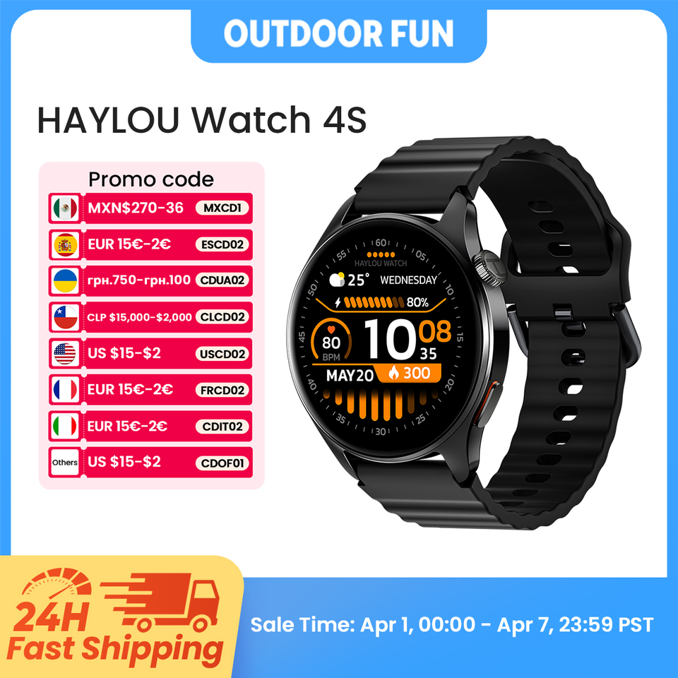  HAYLOU Watch 4S GPS Smartwatch 1.43” HD AMOLED Display 5 Satellite GPS Positioning 120+ Workout Modes Sport Fitness Smart Watch 