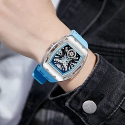 DIFFUL Luxury Skeleton Watch Bracelet Accessories Richard Style Waterproof  Quartz Watch For Men