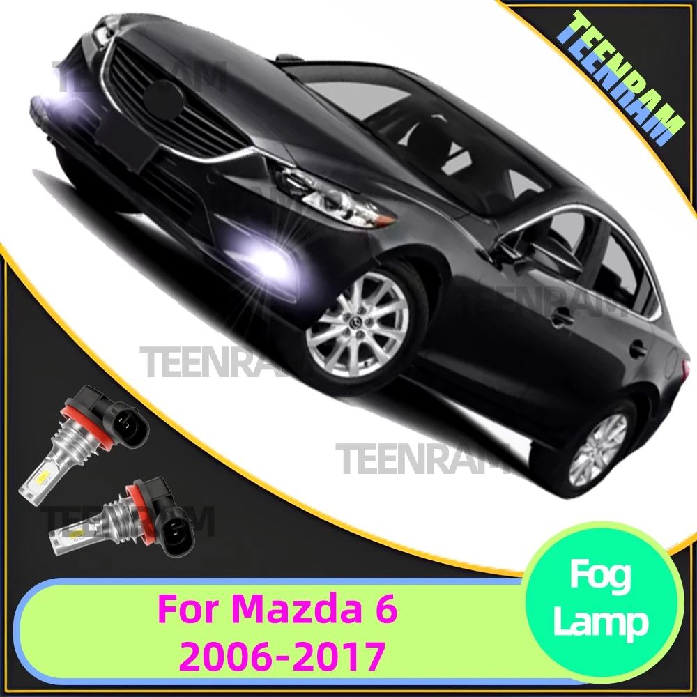 

2Pcs For Mazda 6 2006-2010 2011 2012 2013 2014 2015 2016 2017 LED Fog Lamp Bulbs 3570 CSP Car Front Fog Light Canbus 6000K White