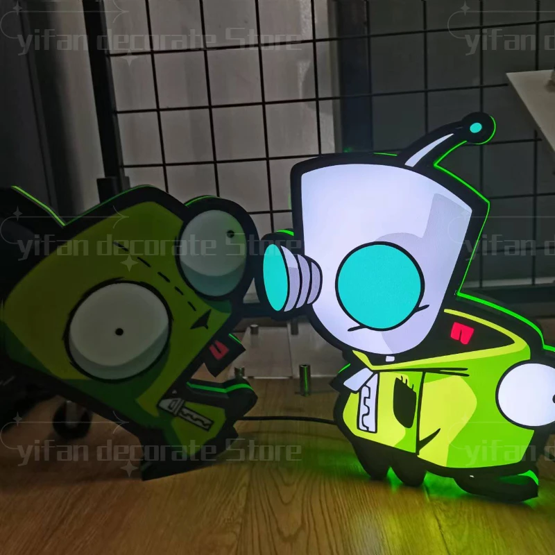 Imagem -02 - Invader Zim Movie Logo Led Nightlight 3d Print Desktop Lightbox Decoração de Parede Personalizada para Cinema Presente para Jogos para Crianças