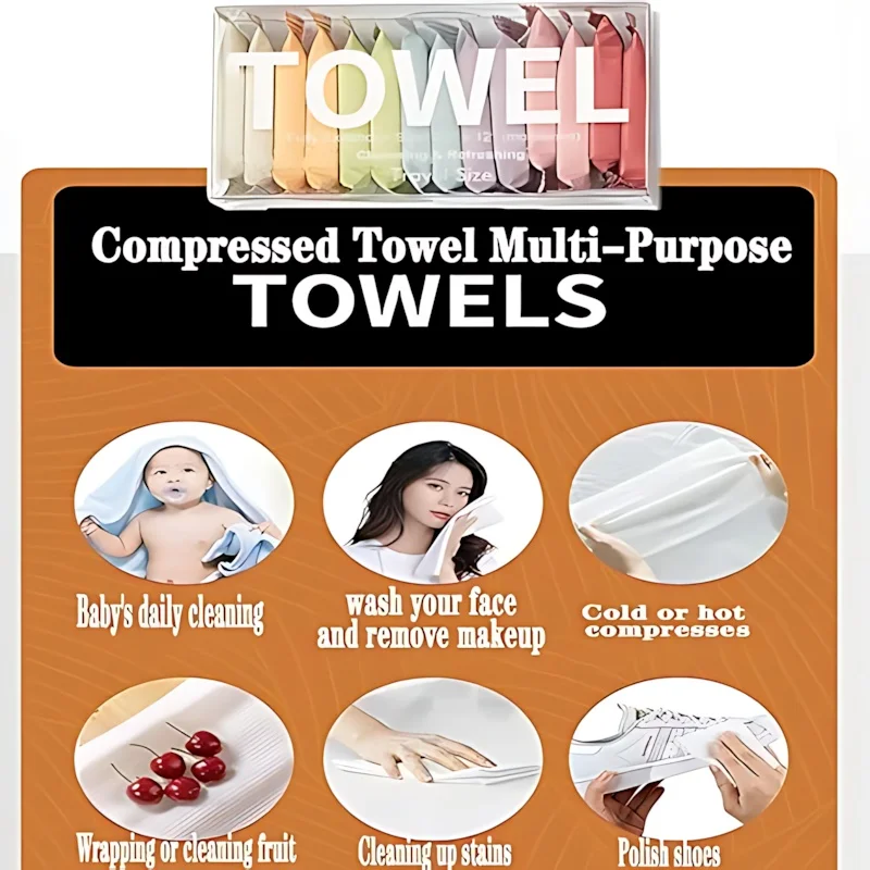 مناشف مضغوطة ملونة - مناديل للوجه والجسم قابلة للتوسيع، حجم السفر، فائقة الامتصاص، قابلة للتحلل البيولوجي، لصالة الألعاب الرياضية والتخييم