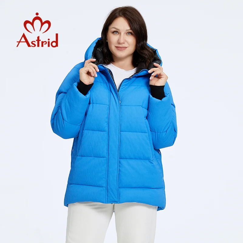 Astrid Women's Jacket Winter 2023 Plus Size Women Parka Contrast Warm Down Jackets Hooded Quilted Cotton Coat Female Clothing