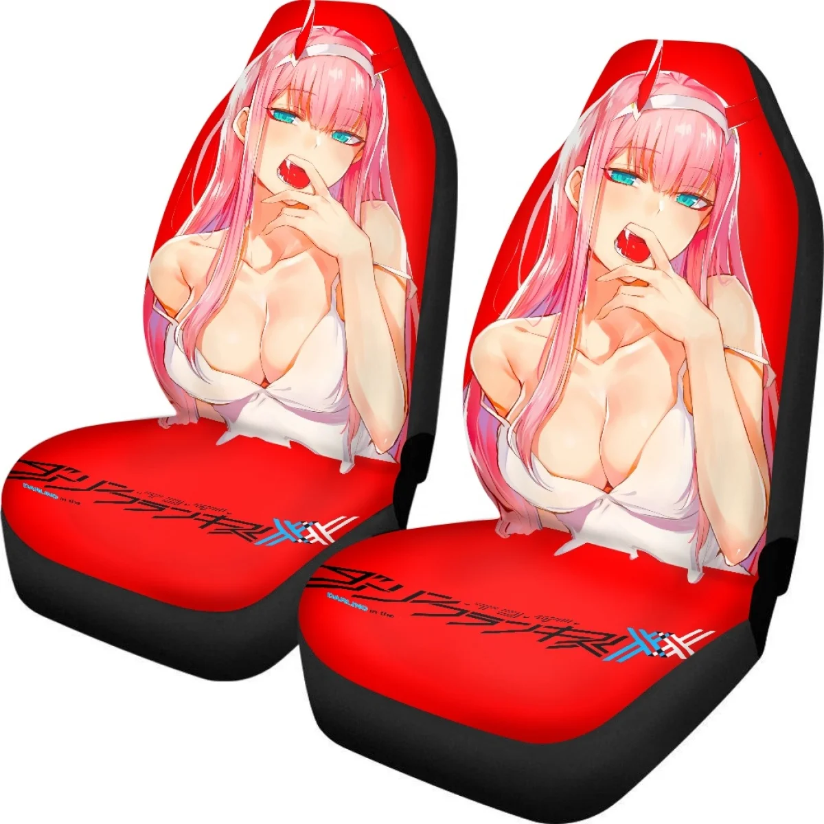 Zero Two Darling in the Franxx Anime Universal Car Front Seat Covers Set of 2 Comfortable Auto Interior Decor Easy to Clean