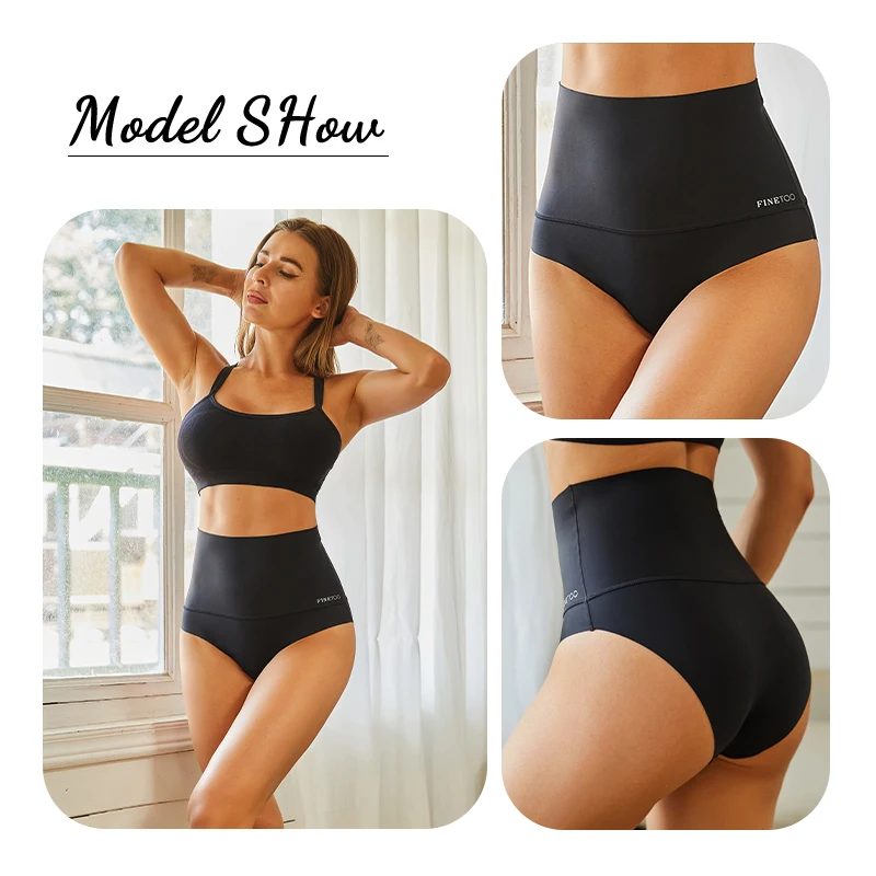 FINETOO High Waist Shaping Panties Women Solid Color Slimming Tummy Underwear Female Butt Lifter Breathable Intimates Lingerie