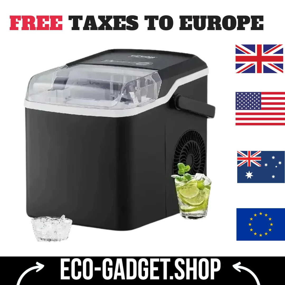 

VEVOR Countertop Ice Maker, Self-Cleaning Portable Ice Maker with Ice Scoop and Basket, Ice Machine with 2 Sizes Bullet Ice