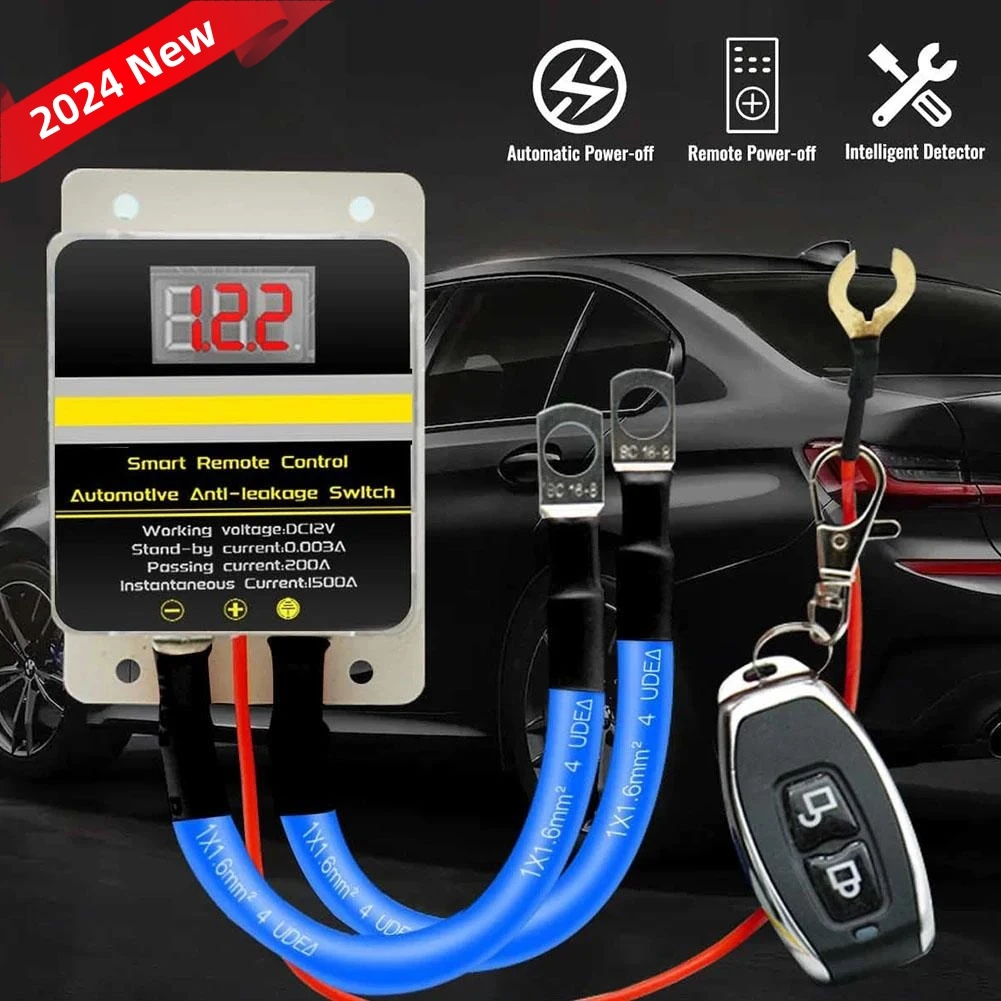 

12v Car Battery Cutoff Switch Wireless Remote Control Disconnect Battery Relay With Led Display Leakage Anti-Theft with Dual Shu