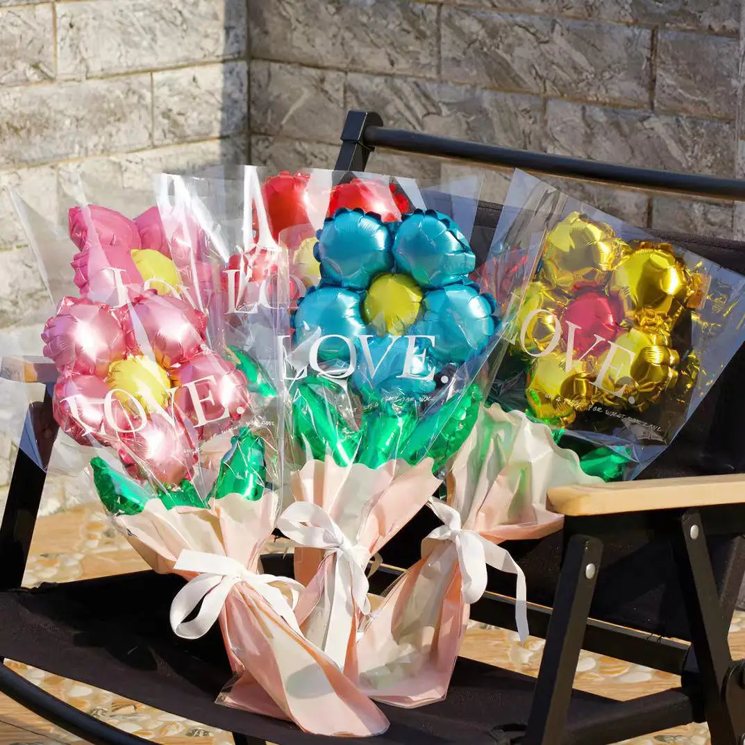 5pcs Rose Flower Bouquet Balloons Valentine\'s Day Flower Balloon Mother\'s Day decoration gift Wedding Valentine\'s Day decoration