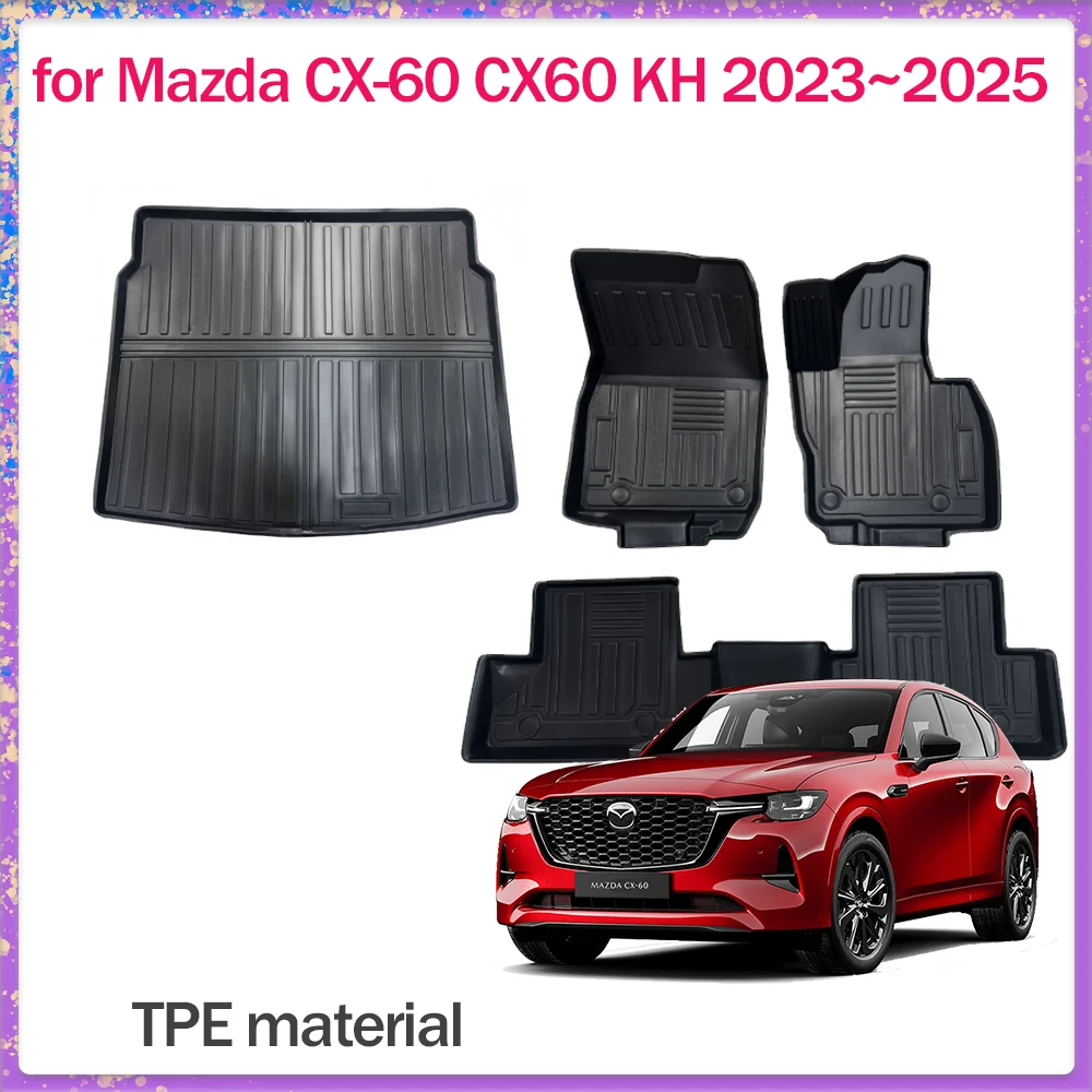 

Car Floor Mat for Mazda CX-60 CX60 KH 2023~2025 2024 TPE Foot Interior Liner Waterproof Trunk Pad Carpet Custom Rug Accessories