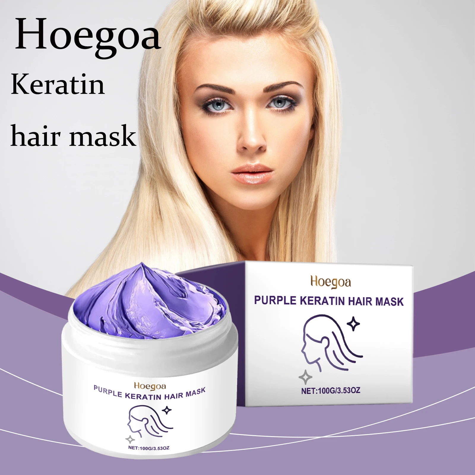 

Hoegoa Purple Keratin Hair Care Masks Deeply Repair Damged Hair Reduce Hair Breakage Enhance Toughness Nutrients Hair Masks