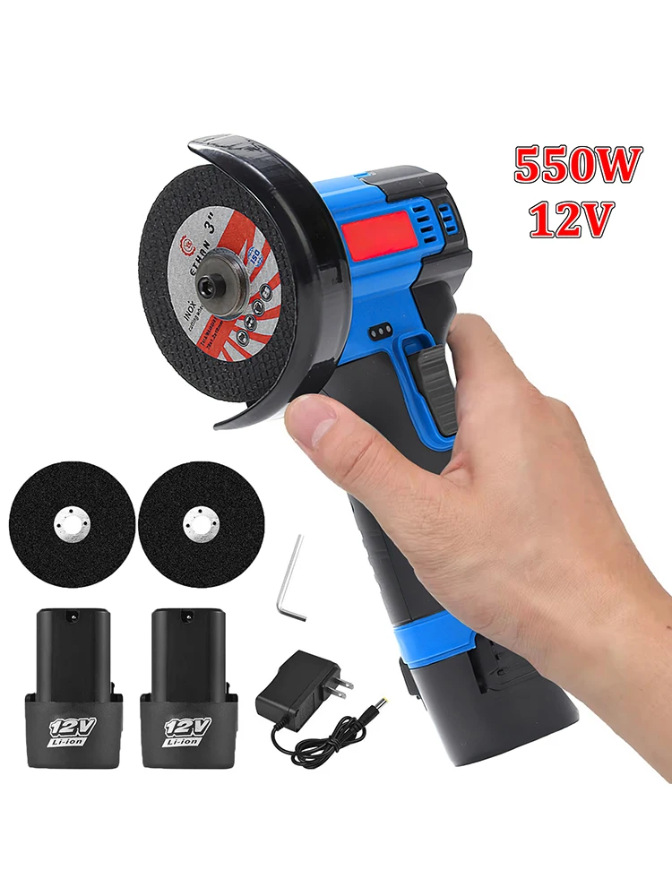 12V Mini Winkelschleifer 550W Akku wiederaufladbare Schneidemaschine Poliermaschine Elektrische Handschleifmaschine Poliermaschine