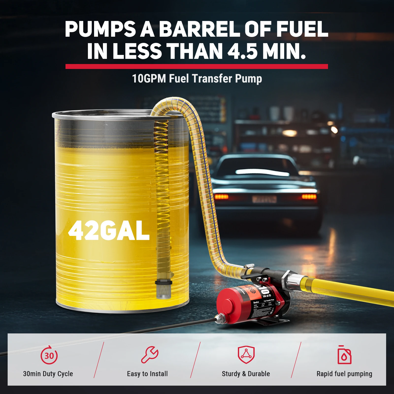 Boat Fuel Transfer Pump 12V 10GPM Diesel Transfer Pump Portable Electric Cast Iron for Heavy Duty Vehicle Transfer Gasoline Pump