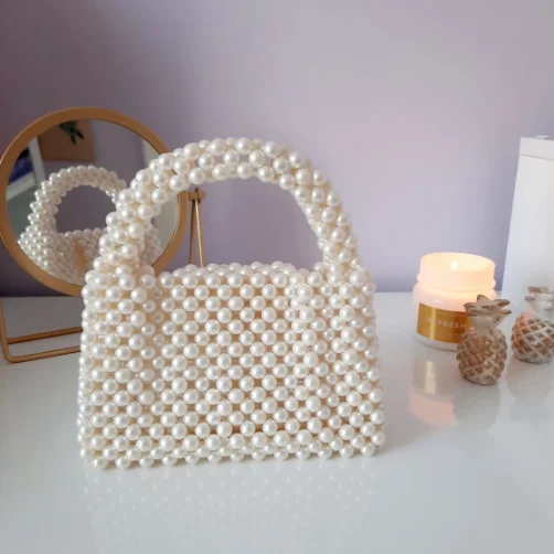 Handmade Woven Beaded Pearl Bags For Women Handbags Fashion Trend Beach Vacation Wedding Clutch Party Bags Beading Bag