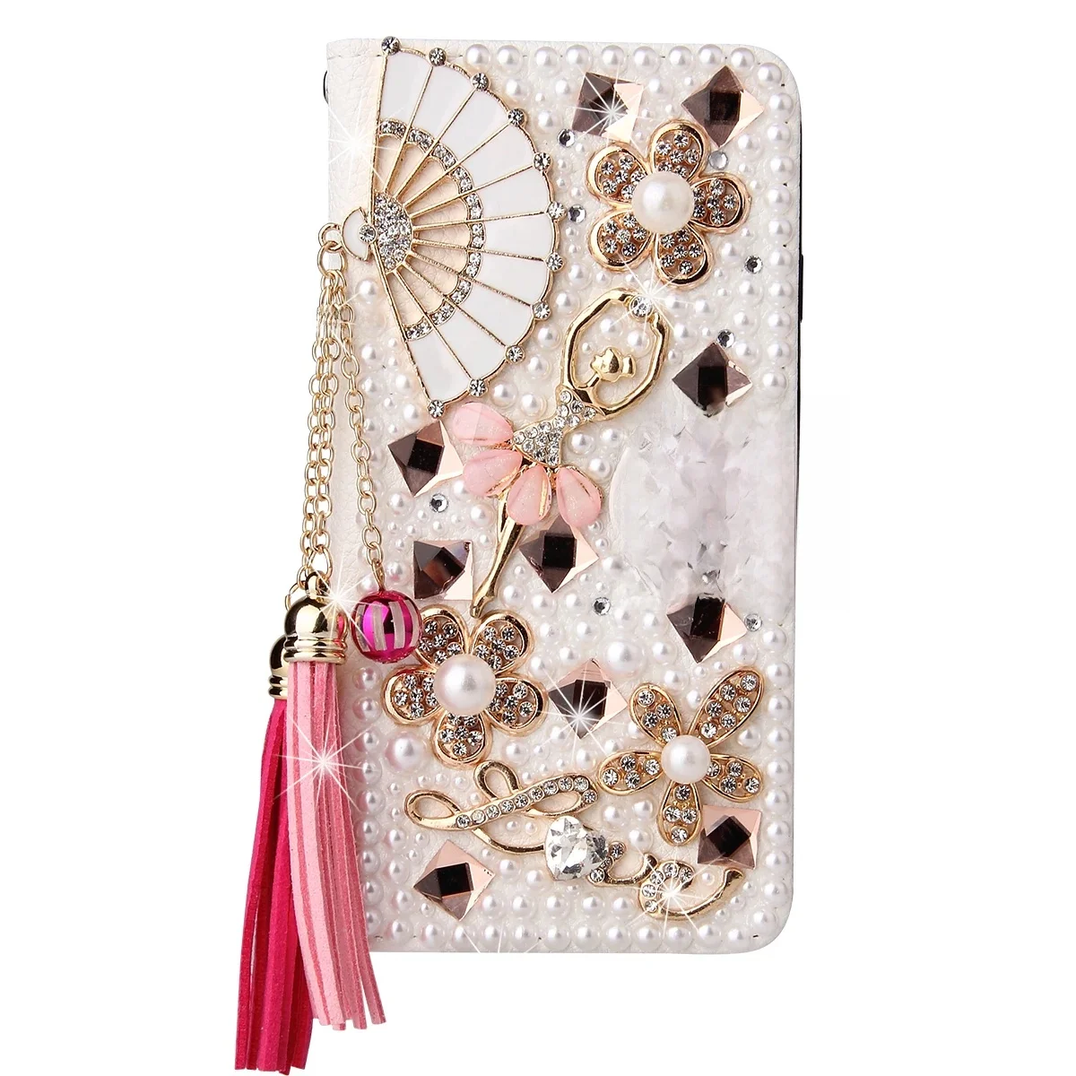 Etui Skórzane z Klapką, Portfelem, Ozdobne Diamentami, Perłami i Kwiatami, do Samsung Galaxy S26 S25 S24 S23 S22 S21 S20 Ultra Plus FE — zdjęcie produktu 7