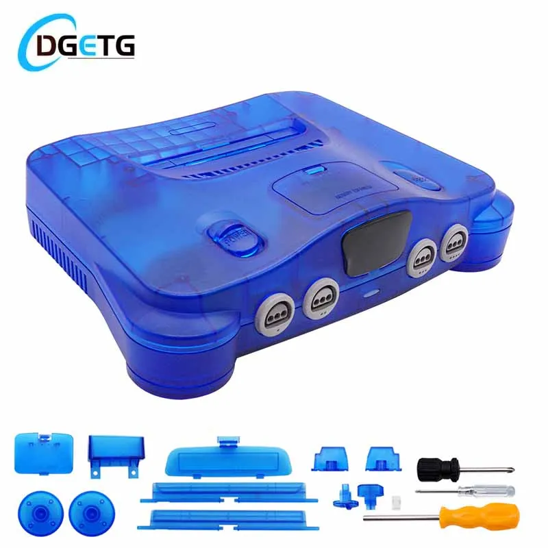 DGETG Replacement Plastic Shell Translucent Case for N64 Nintendo 64 Replacement Case Transparent Boxes