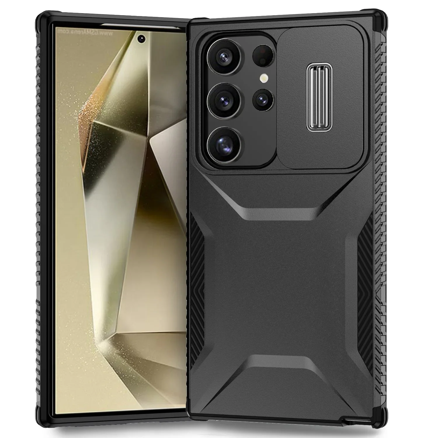 Wytrzymałe, odporne na wstrząsy etui do Samsung Galaxy S26 Ultra S25 FE S24 S23+ 5G z przesuwanym okienkiem, ramką z TPU i twardą plastikową tylną obudową. — zdjęcie produktu 7
