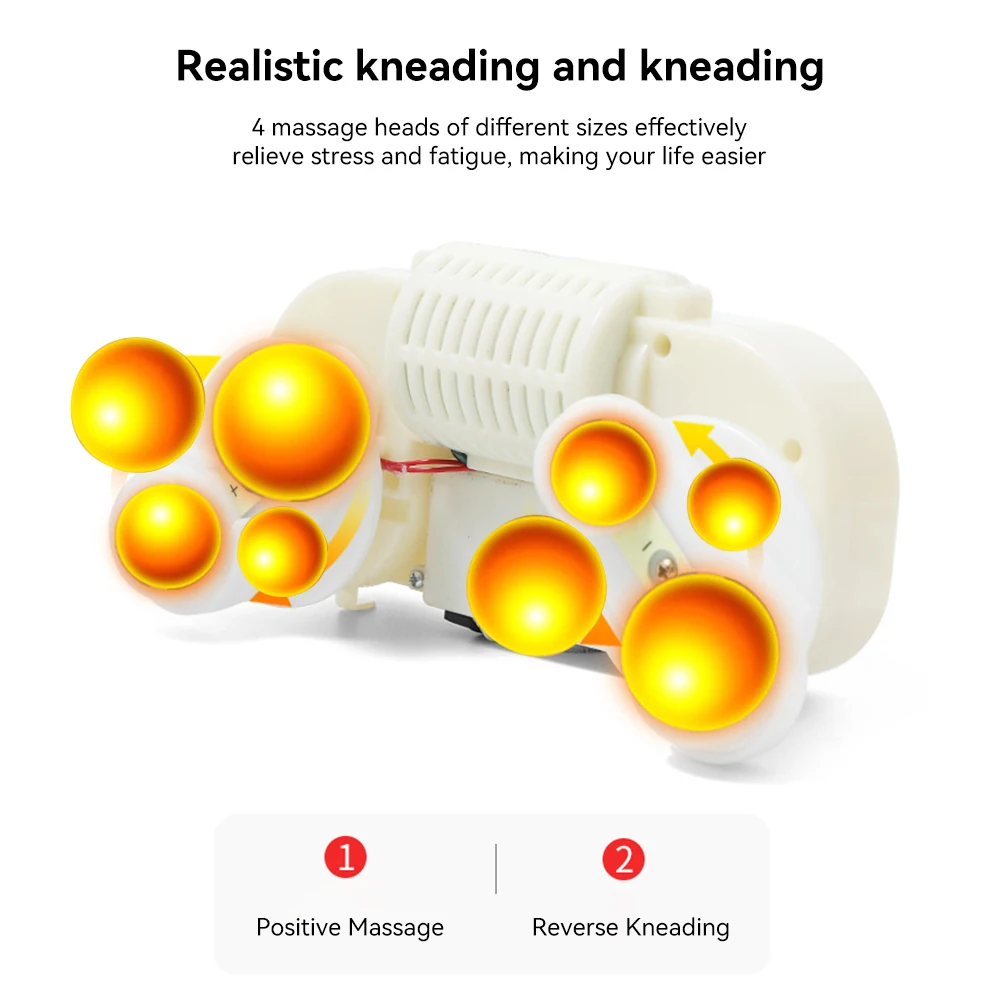 وسادة تدليك بأربعة أزرار للسيارة والمنزل - شياتسو عجن عميق مع حرارة محمولة لتخفيف آلام الرقبة/الظهر/الكتف #4