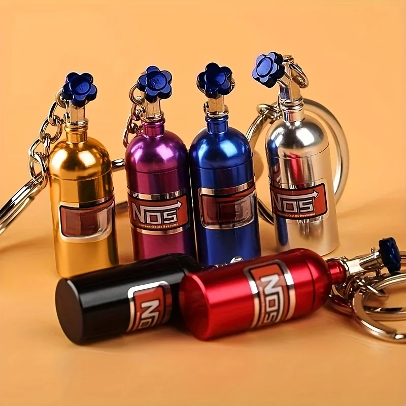 Ajrc 1/10 Simulation voiture d'escalade pièces décoratives universelles Nos bouteille d'azote de Simulation en métal avec chaîne fixe