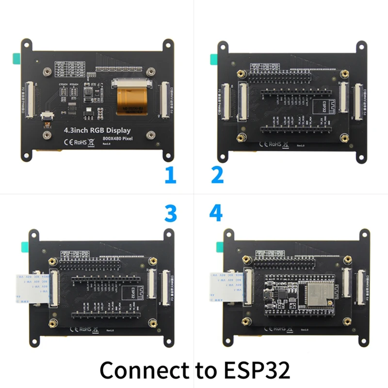 Imagem -05 - Ips Tft Touchscreen Monitor 800x480 Rgb Lcd Display Module para Atomic Wildfire Stm32 Esp32 4.3 4.3