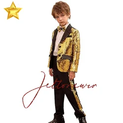 Fashion Boy's Suit Set Boys 2 Piece Sequins Formal Suit 2-16Y Wedding Tuxedo