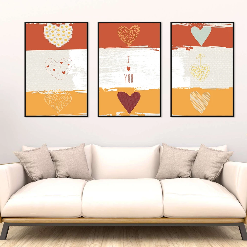 

I Love You Painting Modern Nordic Wall Art Canvas Poster Prints Warm Orange Red Pictures Living Room Bedroom Home Decor Cuadros