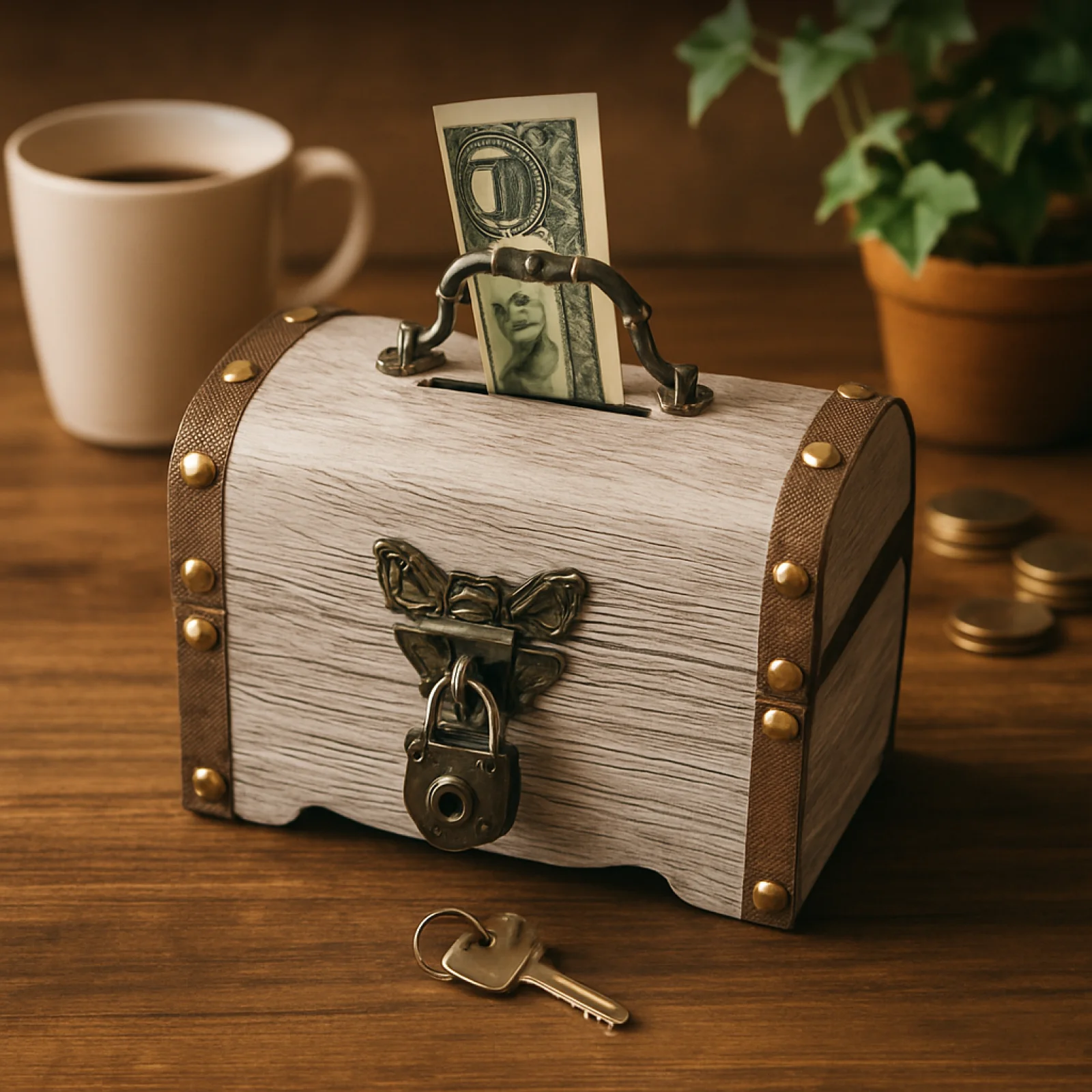 Food Storage Box With Lock And Key - Skarbonka Skrzynia Skarbów z Zamkiem i