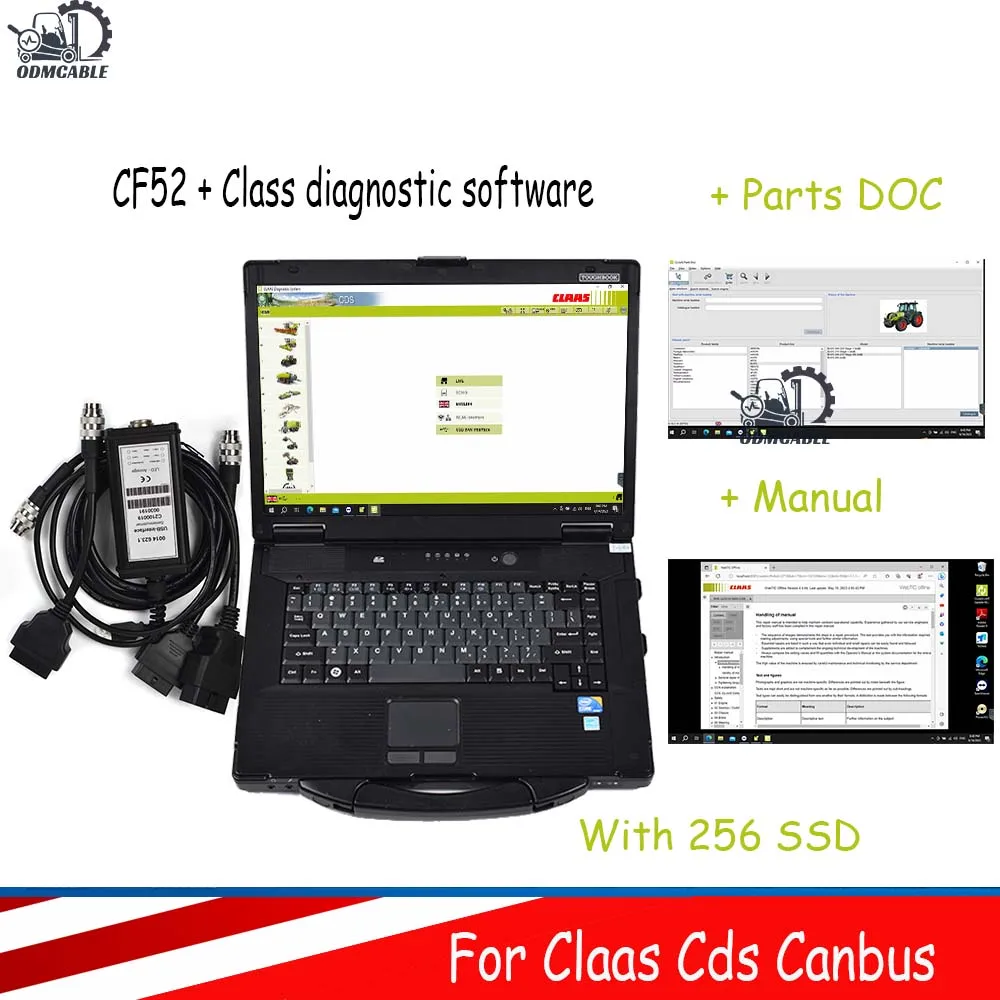 Cf52 Laptop Full Set For Claas Cds Canbus Metadiag Class Truck Tractor Diagnostic Scanner Tool With Manual Parts Software