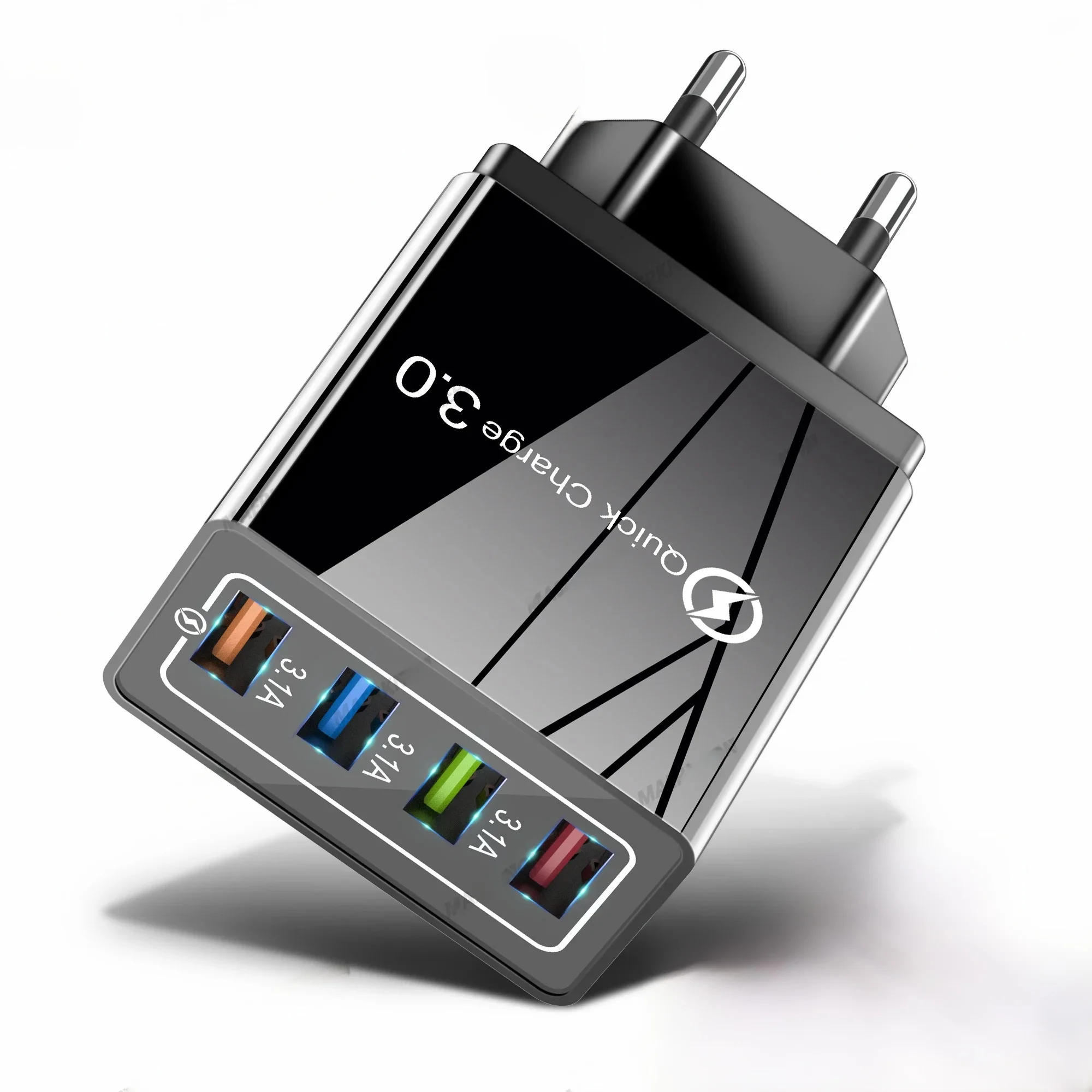 3A USB-oplader 4-poorten USB Quick Charge 3.0 EU US-stekker voor iPhone Samsung Xiaomi Poco Snel opladen Mobiele telefoonopladeradapter - afbeelding 2