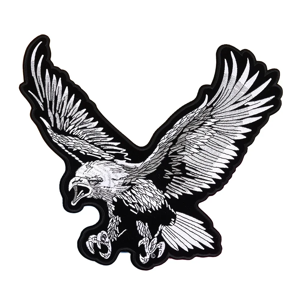 AliExpress PGY HEHUOREN Black brave Eagle patches Cloth Clothing Embroidery Punk Rock Bike Patch Large Embroidery Biker