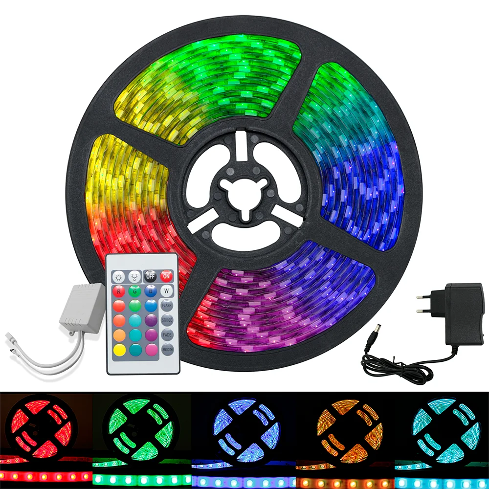 5050 Rgb Led Tape Roll 5m Ip65 + Control + Source 12v Bivolt