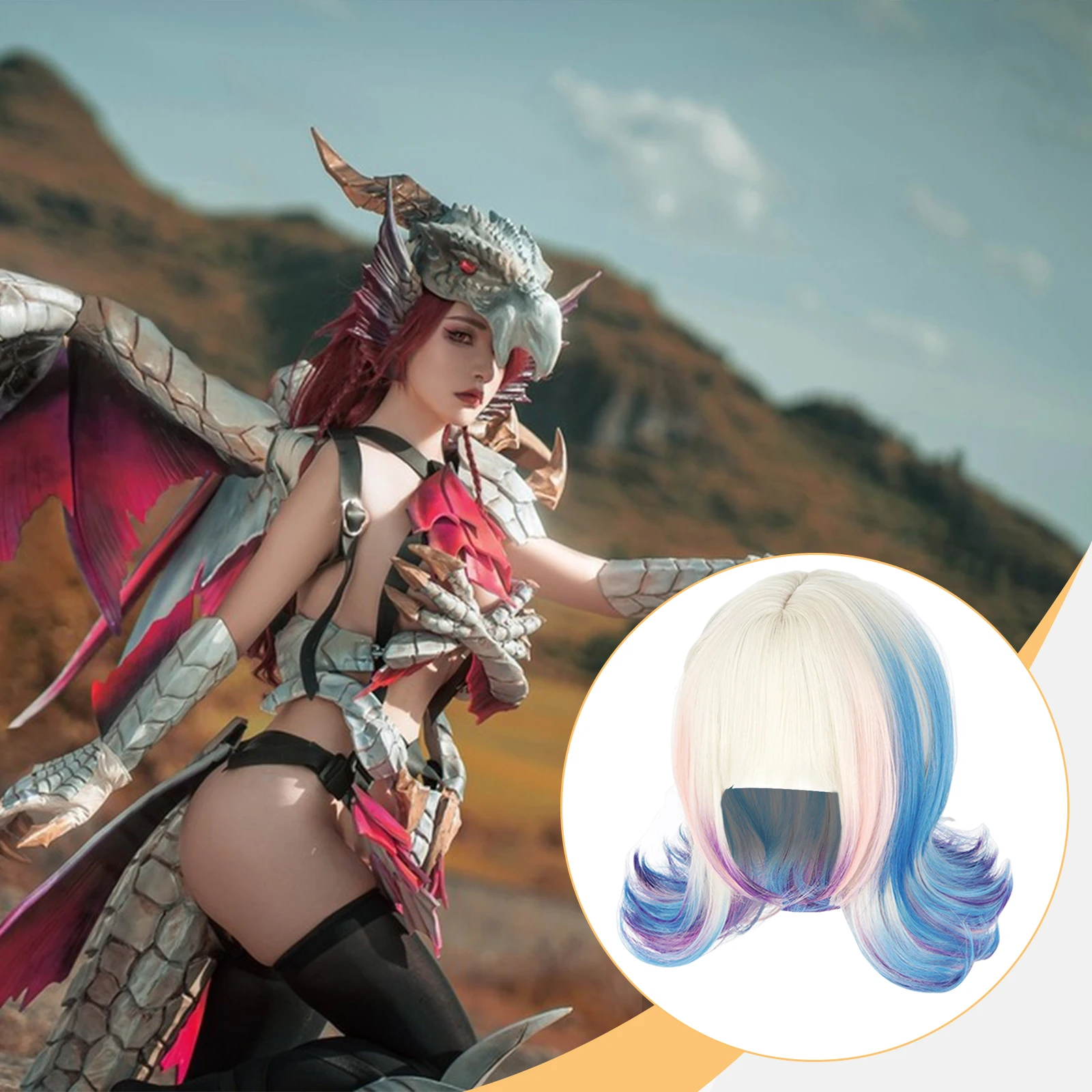 

Enid Sinclair Cosplay 2 Colour Women Dyed Hair Wigs, for Halloween Carnival Fancy Festival Party Stage Performance Costume Shows