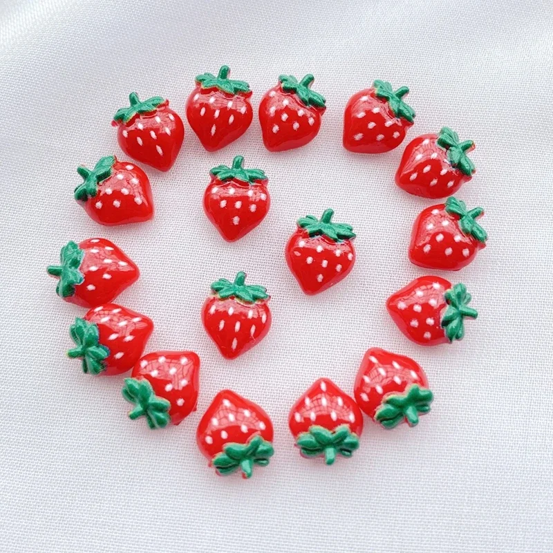 Mini fraises rouges en résine, 50 pièces, nouvelles pièces de manucure à dos plat, embellissements pour nœuds de cheveux, accessoire