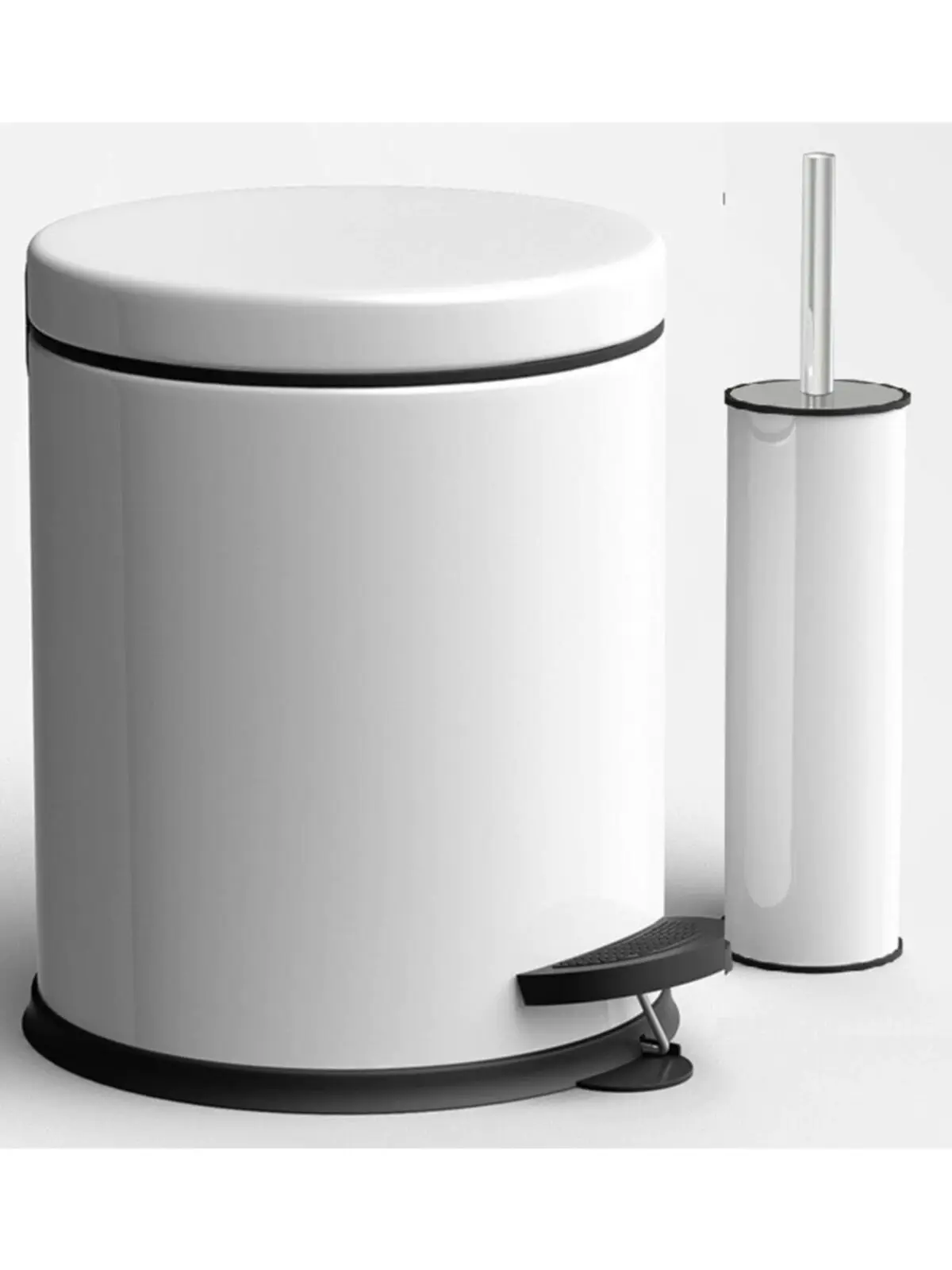 Pedal Garbage Bucket Toilet Wc Brush Bathroom Garbage Bucket 2'li Bathroom Set White 12 Liter Bath Accessories Sets Liquid Soap Dispenser