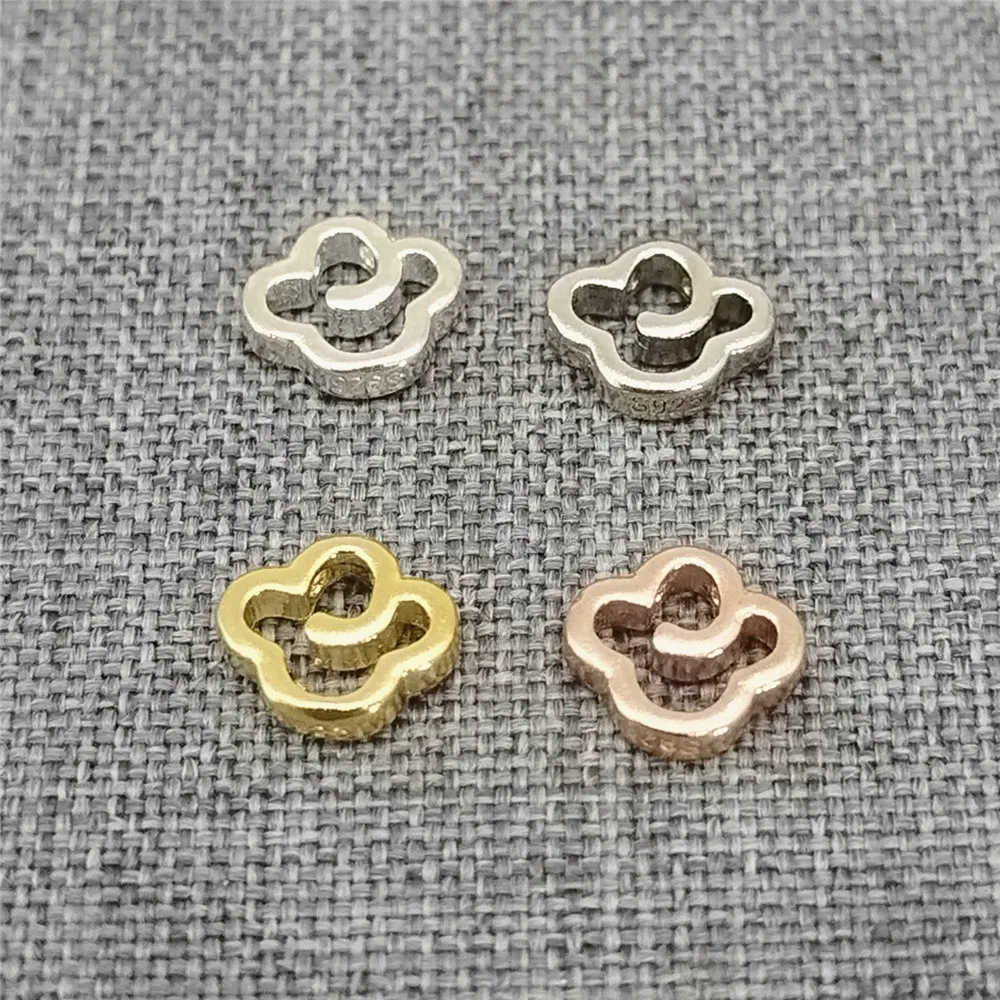 5 Pieces of 925 Sterling Silver Small Spiral Cloud Beads 2-Sided Gold Plated Sky Spacer for Bracelet