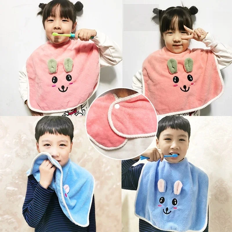 Bavoir de dessin animé pour enfants, serviette de lavage pour le visage, multifonctionnel, anti-moucorporelle, joli style animal de lapin, alimentation pour bébé, garçon, fille, 1 pièce