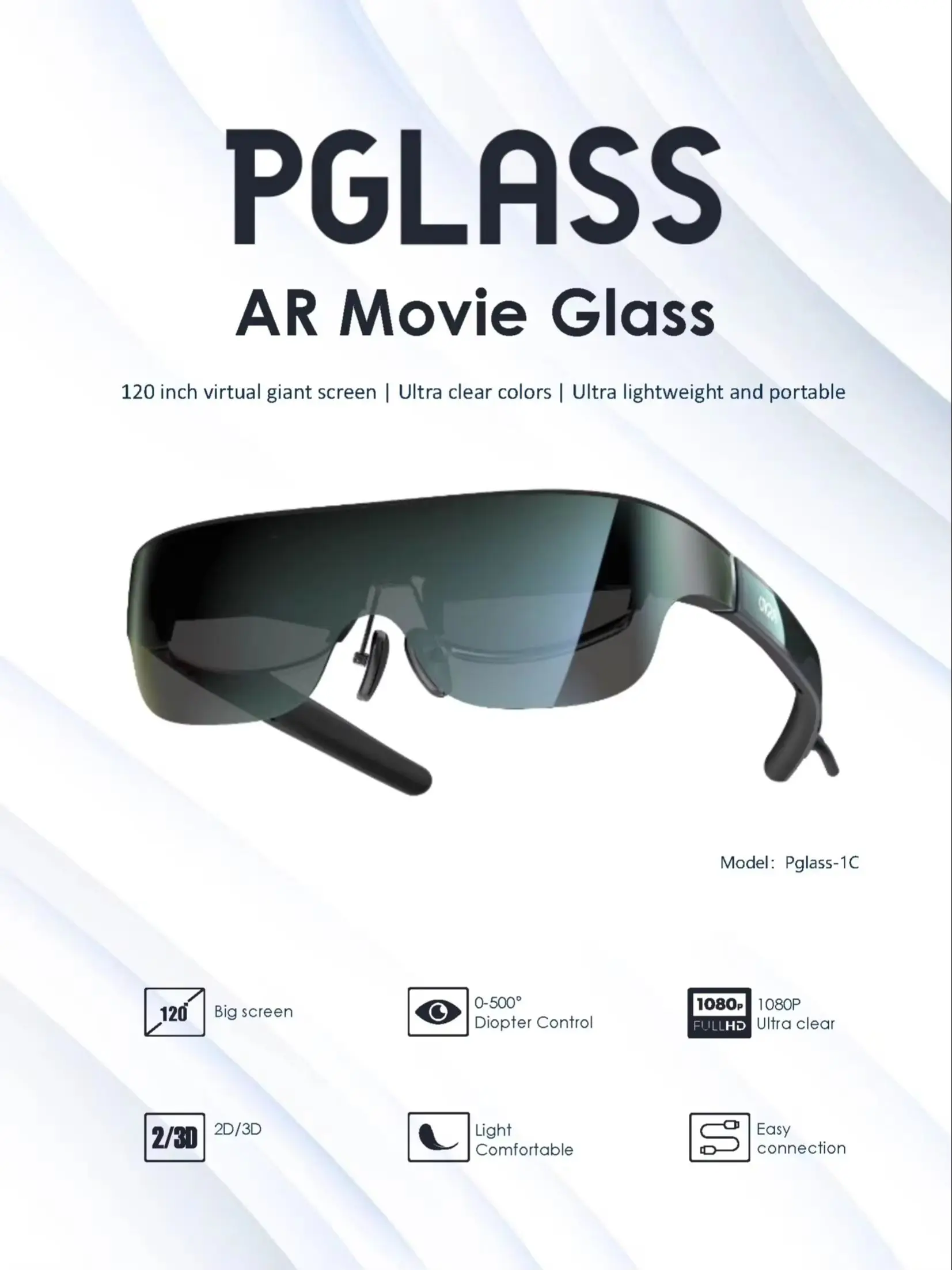 2024 Nuevas gafas inteligentes HOT Ar/VR 120HZ Realidad de aumento completa 3D OLED Max