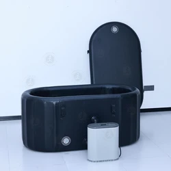 2 Person Inflatable Hot Tub, Oval Portable Blow Up ISpa Massage Tub Outdoor Spa with Bubble Jets and Built in Heater Pump