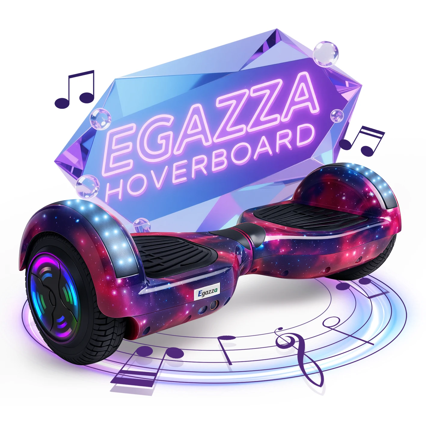 Skate Elétrico Hoverboard Egazza Infantil e Adulto, 6.5 Polegadas,  Led Bateria De Grande Capacidade Motor sem escova