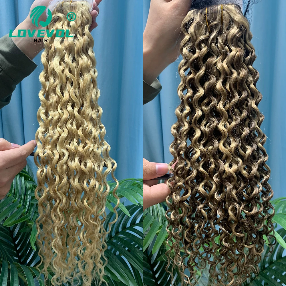 Lovevol موجة المياه حزمة الشعر البشري تسليط الضوء على P6/613 البرازيلي شعر مستعار بشري مجعد نسج الشعر حزم 100 جرام