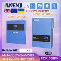 ANENJI 6.2KW 4.2KW Solar Inverter Hybrid 48V 24V Pure Sine Wave OnGrid OffGrid MPPT 120A 100A PV 500VDC Solar Charge Controller