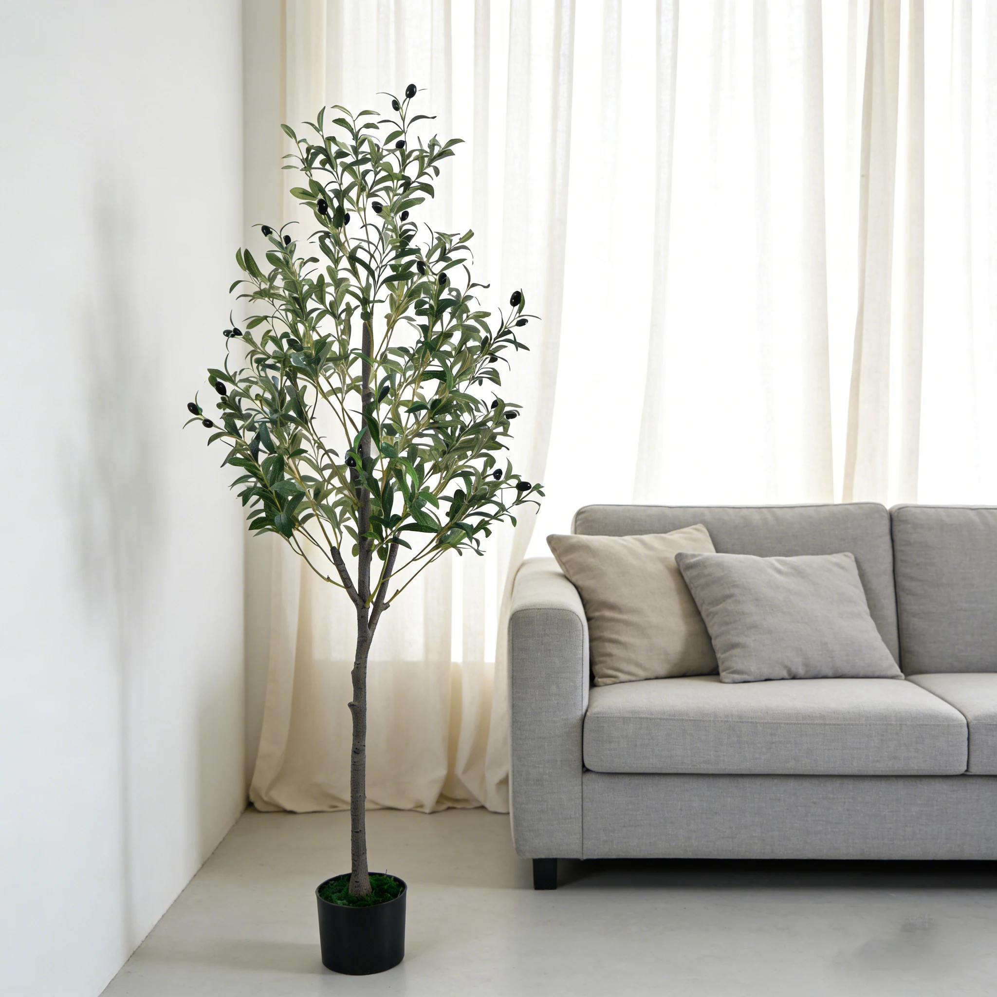 

Искусственное оливковое дерево 150 см с оливками, 3 секции, для декора дома, офиса, балкона, улицы и помещений