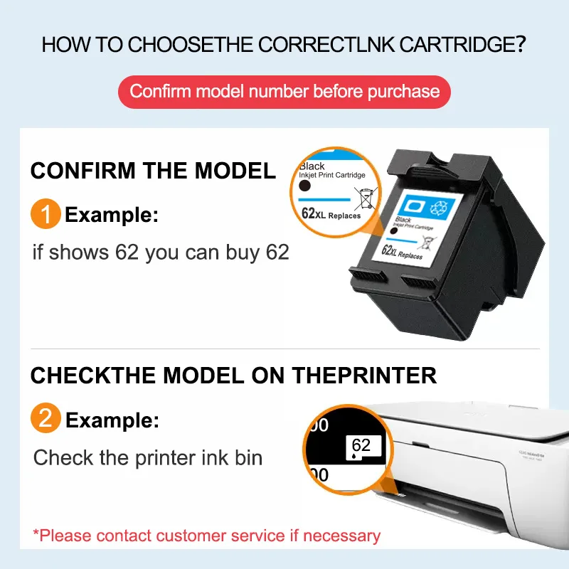 62XL  Refillable Ink Cartridge Compatible for hp 62 For HP62 Envy 5640 5660 7640 5540 5544 5545 5546 5548 Officejet 5740 200