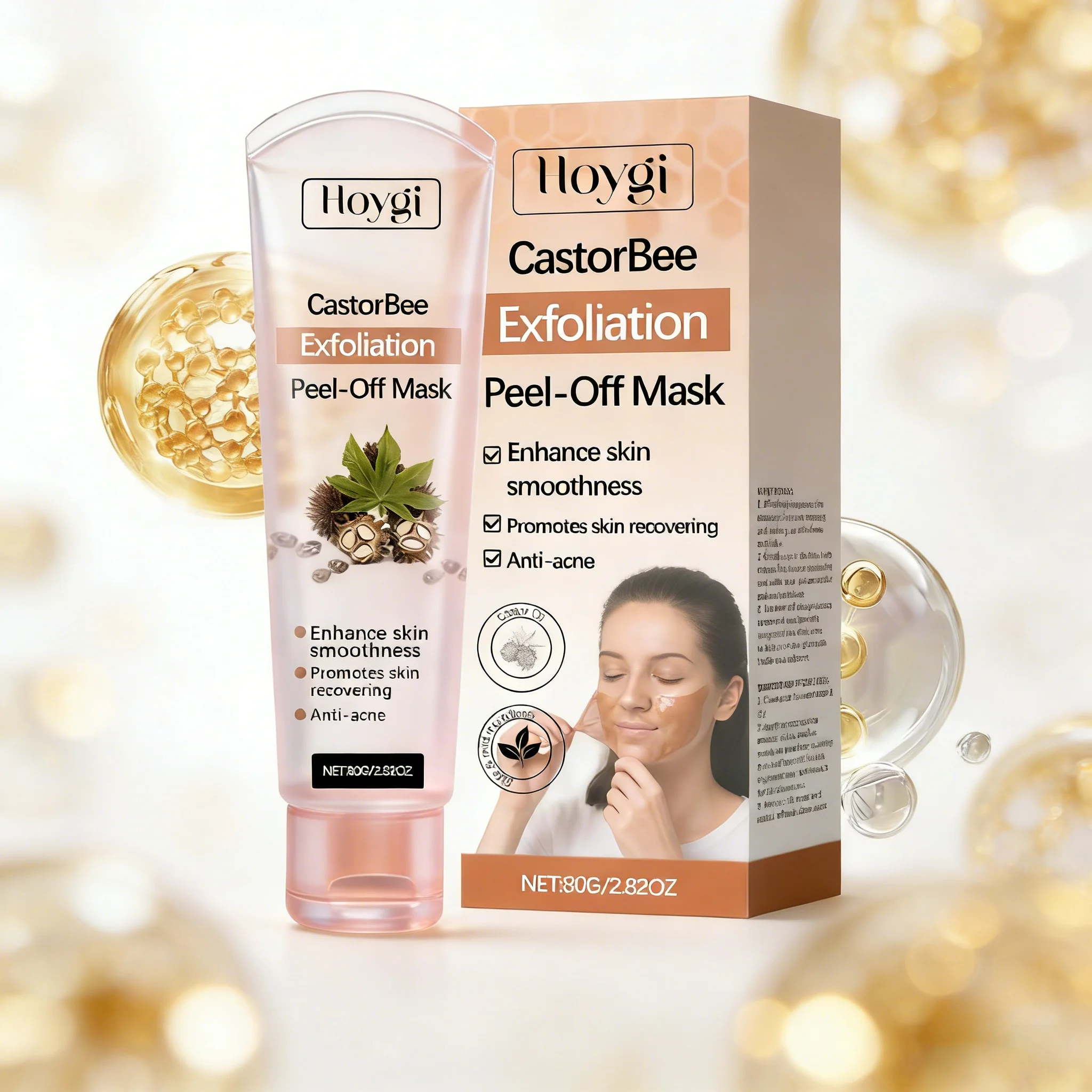 

HOYGI 80g Peel-Off Mask Cleansing Face Deep Moisturizing Hydrating Shrink Pores Improve Skin Elasticity Skin Care