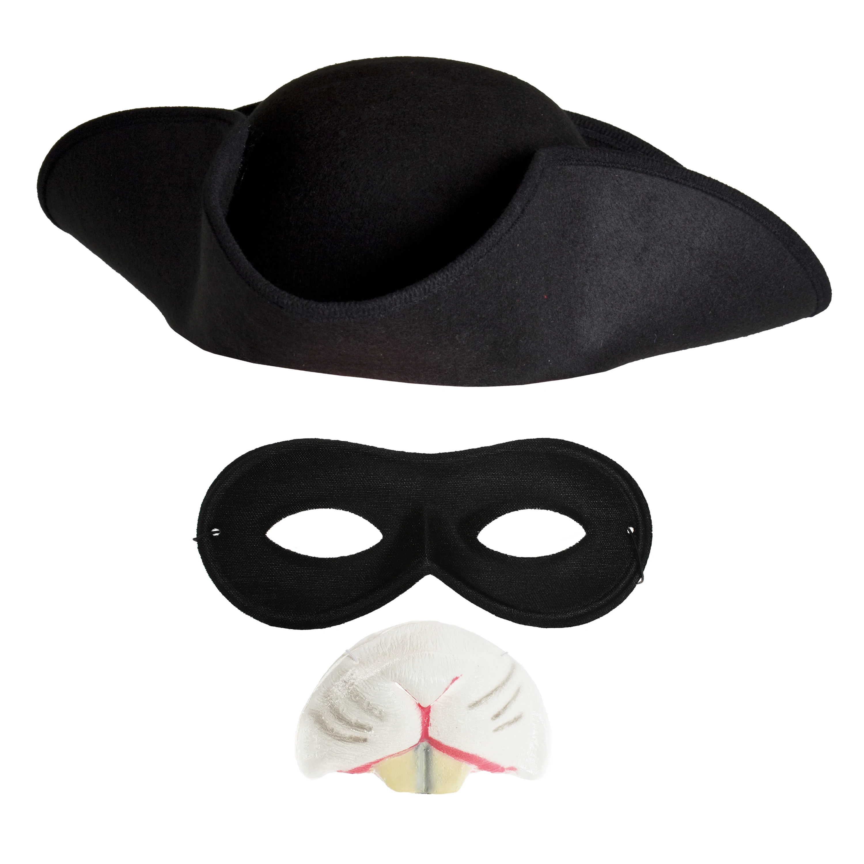 Adults Highway Rat Accessory Set - Tricorn Hat, Eye Mask & Nose - Perfect for World Book Day