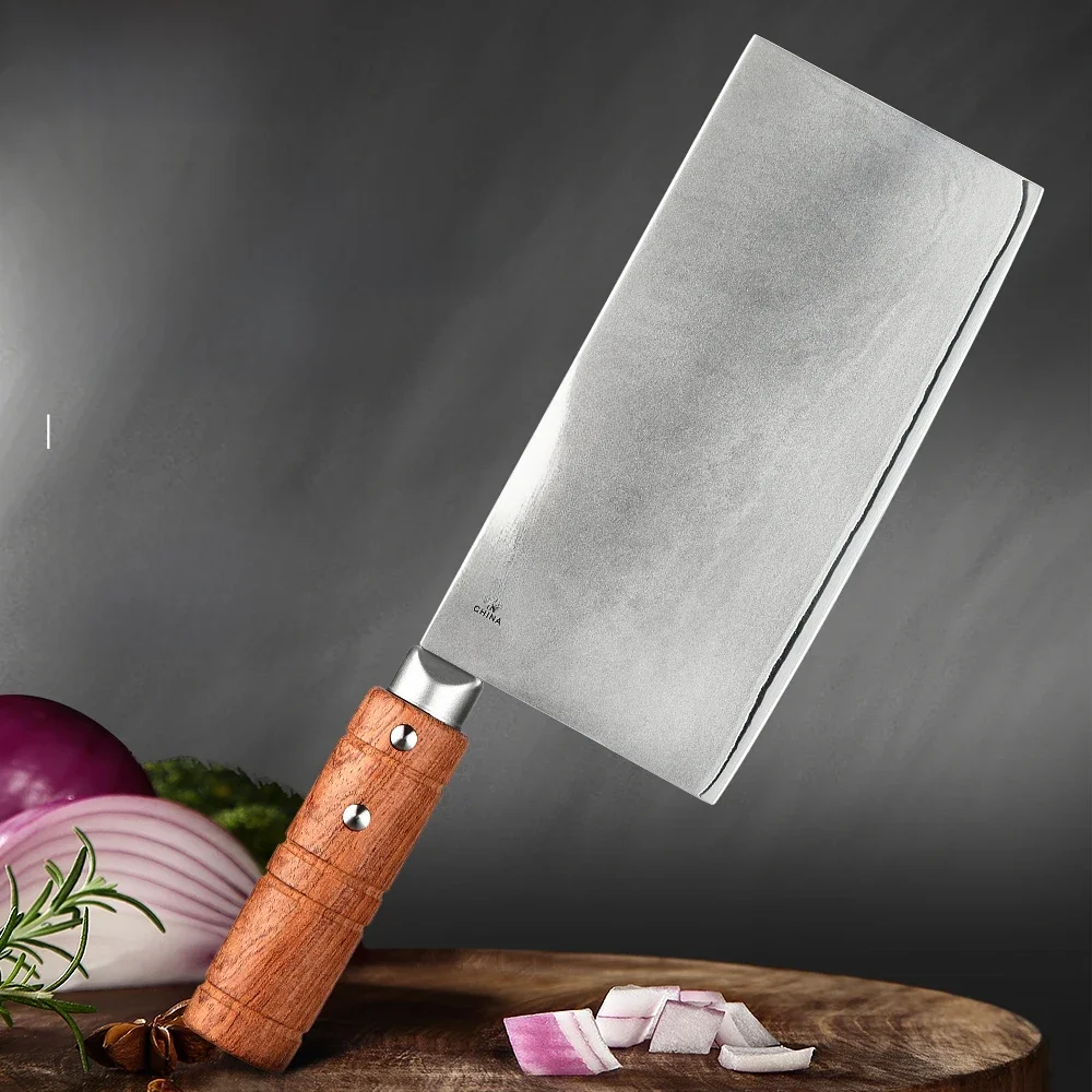 HEZHEN 7-calowy nóż do krojenia ze stali nierdzewnej Chińskie ręcznie robione noże kuchenne Brzytwa Ostra Wysokiej jakości nóż kuchenny — zdjęcie 2